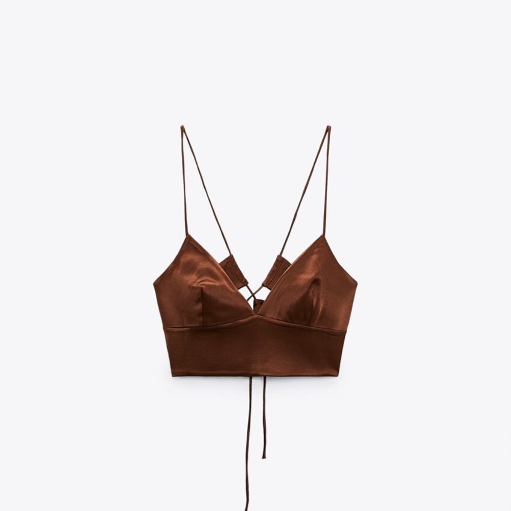 Zara Brown Satin Top